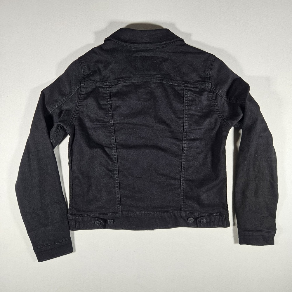 Levi's Denim Trucker Jacket Black Womens Medium Stretch Motorcycle Type III - Picture 3 of 6